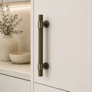 Onyx Brass Knurled Cabinet Handle