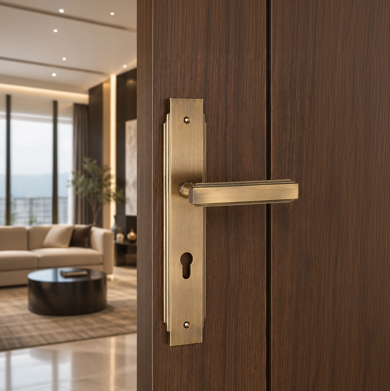 Ascend Brass Lever Handle on Backplate - Image 2